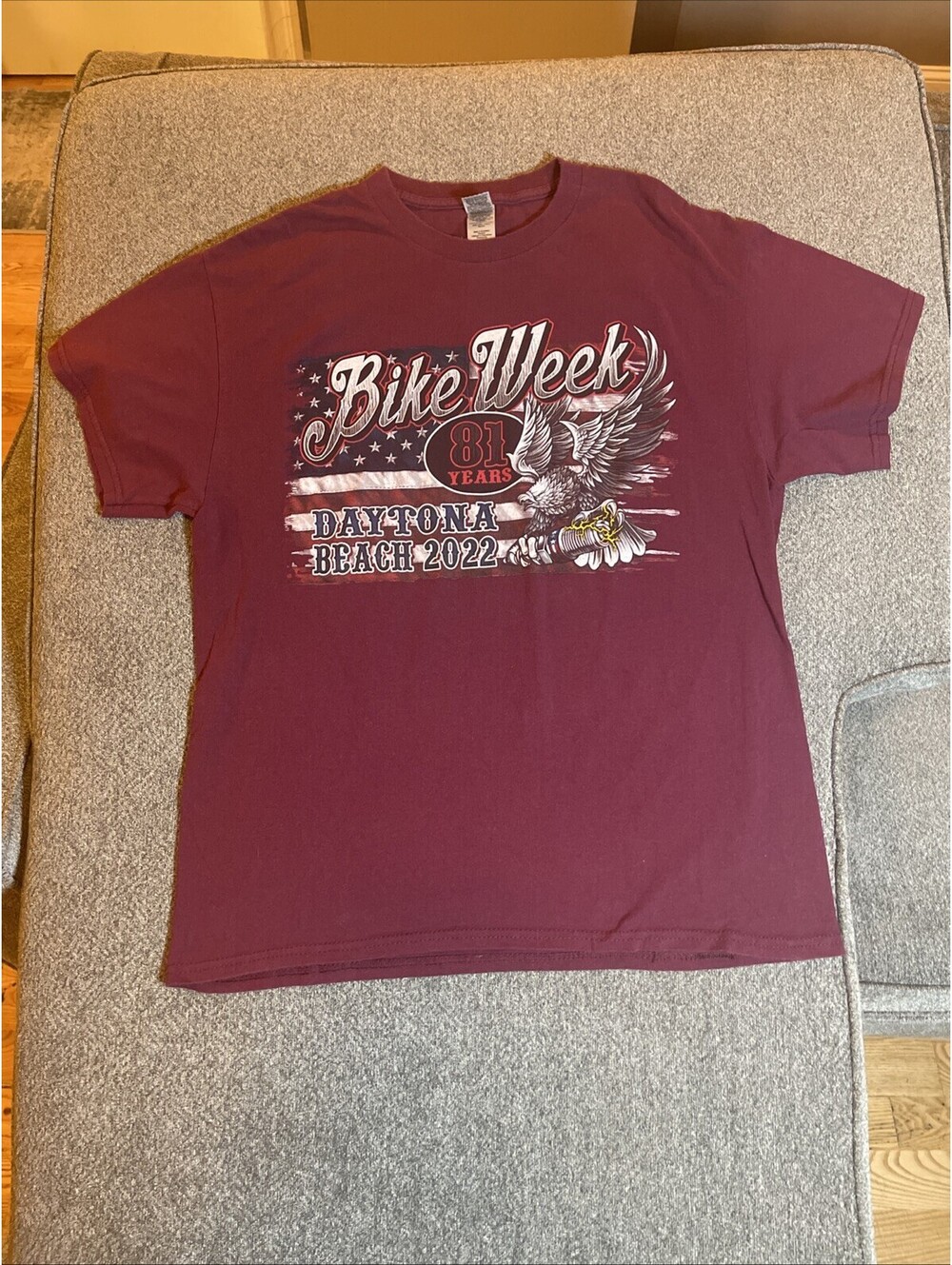 Daytona Beach Bike Week 2022 81 Years Men’s L Maroon T-Shirt